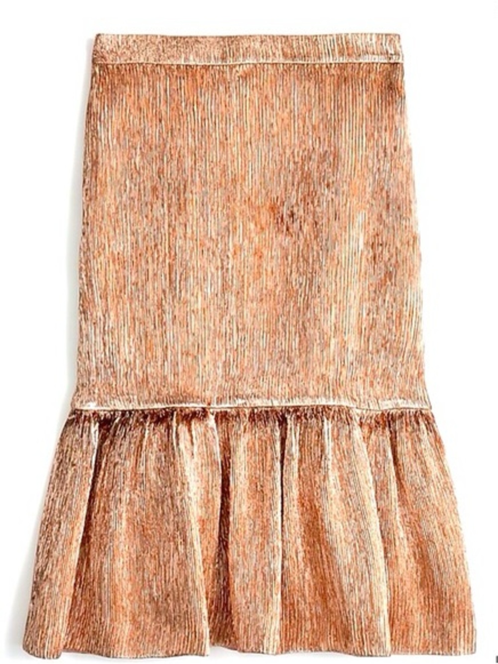 J. Crew Metallic Rose Gold Fluted Skirt NWT sz 16 - Picture 1 of 7